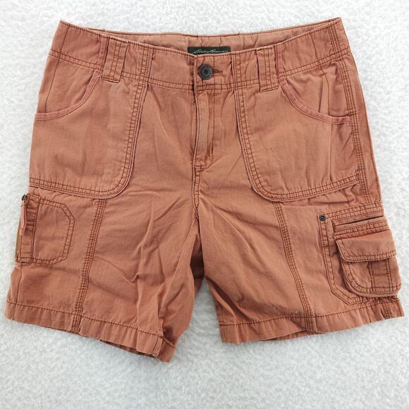 Eddie Bauer Cargo Shorts Women's 10 100% Cotton Flat Front Pockets Zip Fly - Picture 1 of 10